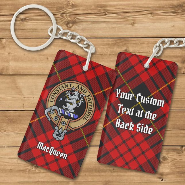 Porte-clefs Clan MacQueen Crest sur Tartan (Créateur téléchargé)