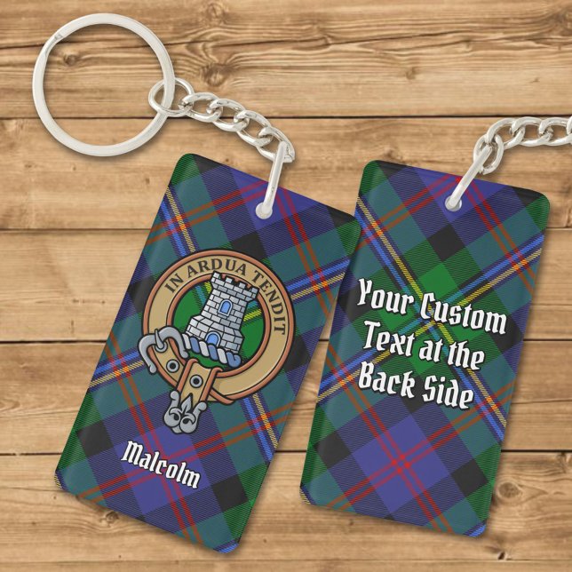 Porte-clefs Clan Malcolm Crest over Tartan (Créateur téléchargé)