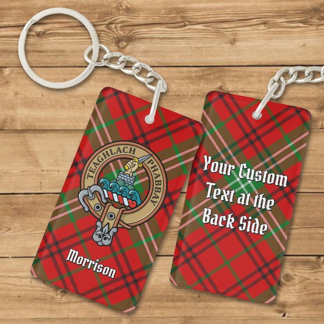 Porte-clefs Clan Morrison Crest sur Red Tartan Porte - clé (Créateur téléchargé)