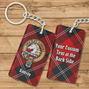 Porte-clefs Clan Ramsay Crest sur Red Tartan