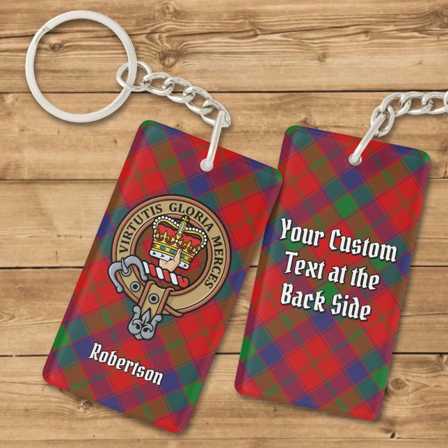 Porte-clefs Clan Robertson Crest sur Tartan (Créateur téléchargé)