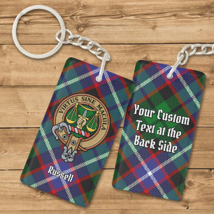 Porte-clefs Clan Russell Crête sur Tartan