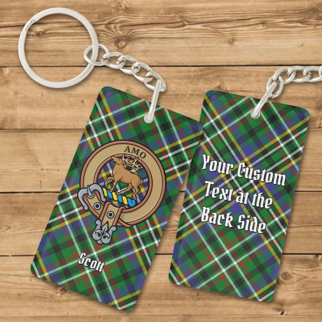 Porte-clefs Clan Scott Crest sur Green Tartan (Créateur téléchargé)