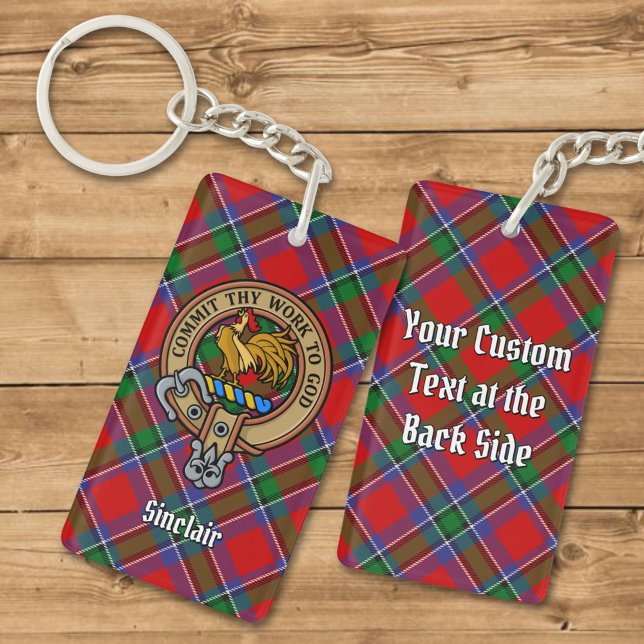 Porte-clefs Clan Sinclair Crest sur Tartan (Créateur téléchargé)