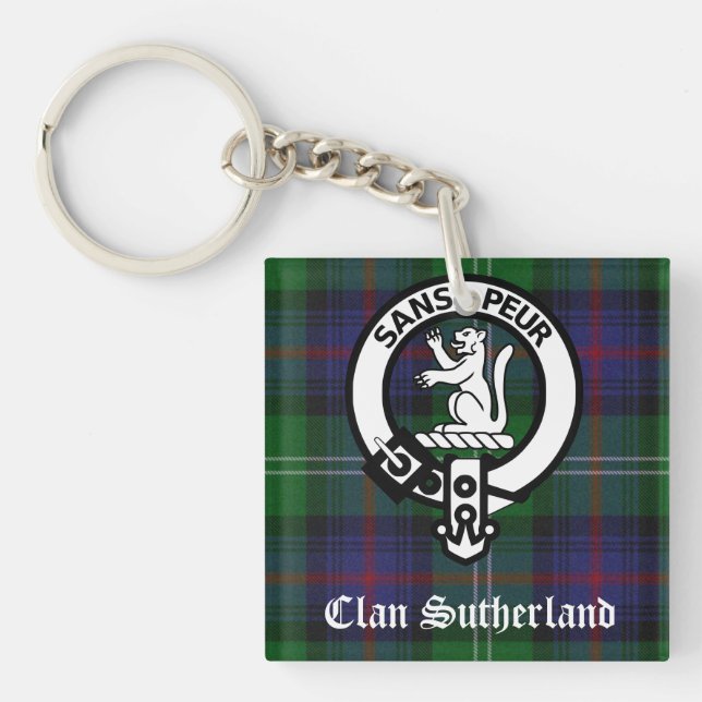 Porte-clefs Clan Sutherland Crest Badge et Tartan (Devant)