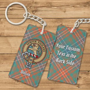 Porte-clefs Clan Wilson Crest au-dessus de Tartan antique