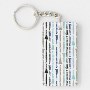 Porte-clefs Clarinettes grunges - bleu et gris