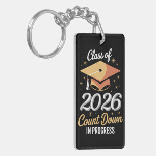 Porte-clefs Classe 2026 compte à rebours en cours Personnalisé