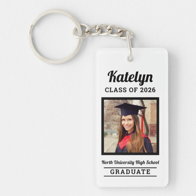 Porte-clefs Classe blanche personnalisée de 2025 Graduation Ph (Devant)