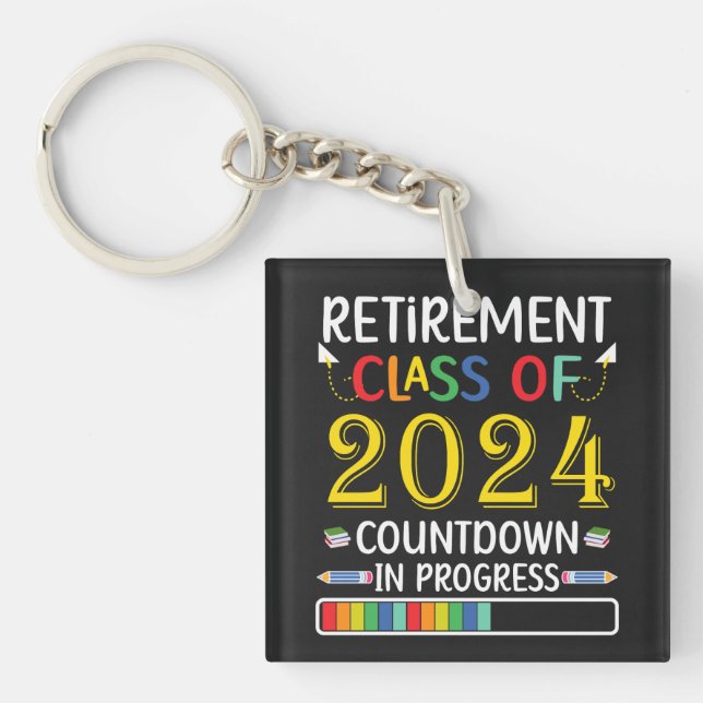 Porte-clefs Classe de retraite de 2024 Compte à rebours Profes (Devant)