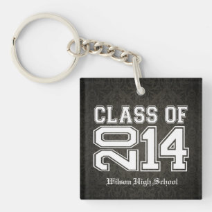 Porte-clefs Classe noire et blanche de damassé de l'obtention