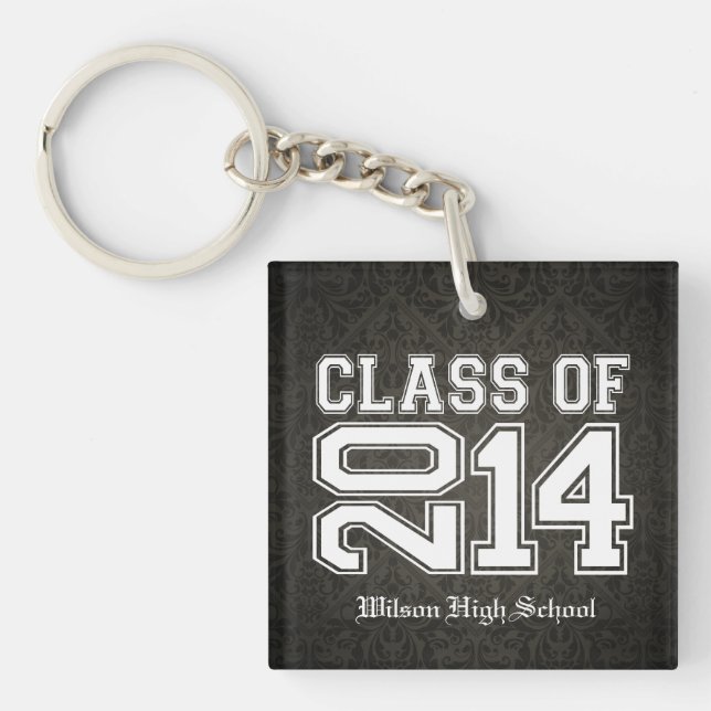 Porte-clefs Classe noire et blanche de damassé de l'obtention (Devant)