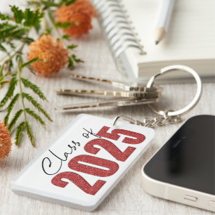 Porte-clefs Classe Parties scintillant rouge de 2025