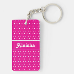 Porte-clefs Classic Cute Chic Nom Pois Hot Rose & Blanc