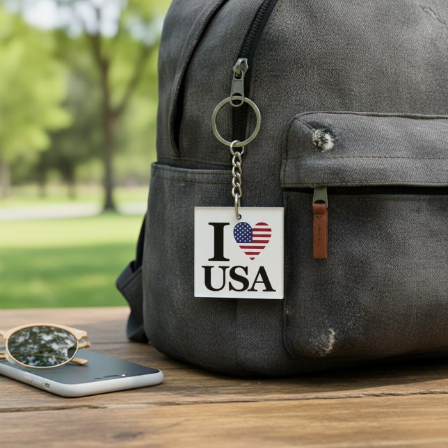 Porte-clefs Classic "I ❤️ USA" Porte - clé de déclaration (Classic "I ❤️ USA" Statement Keychain)