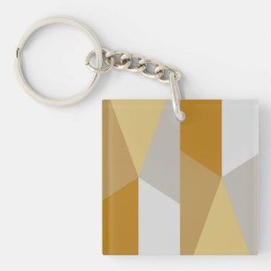 Porte-clefs Classique moderne géométrique Jaune doré, Art Gris