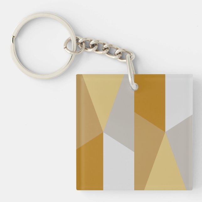 Porte-clefs Classique moderne géométrique Jaune doré, Art Gris (Devant)
