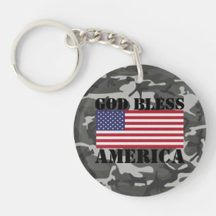 Porte-clefs Classique patriotique et puissant Dieu bénisse l'A