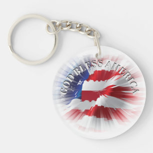 Porte-clefs Classique patriotique et puissant Dieu bénisse l'A