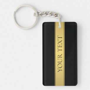 Porte-clefs Classy Faux Gold Stripe & Black Arrière - plan ou