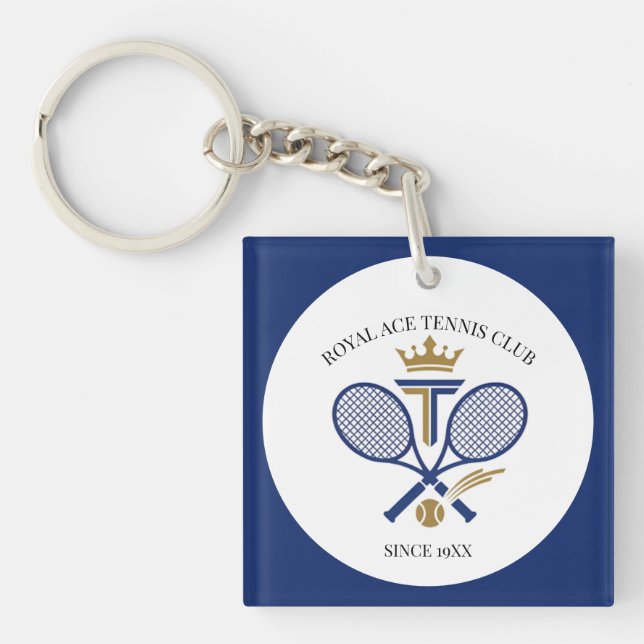 Porte-clefs Classy Gold Tennis Club année personnalisée (Devant)