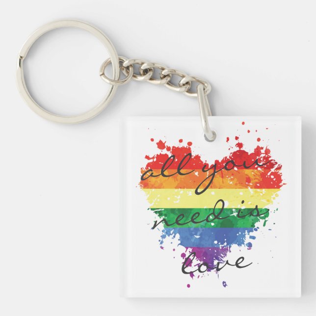 Porte-clefs Clavier acrylique Rainbow Heart tout ce dont vous  (Devant)