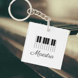 Porte-clefs Clavier de l'enseignant de piano Maestra avec nom
