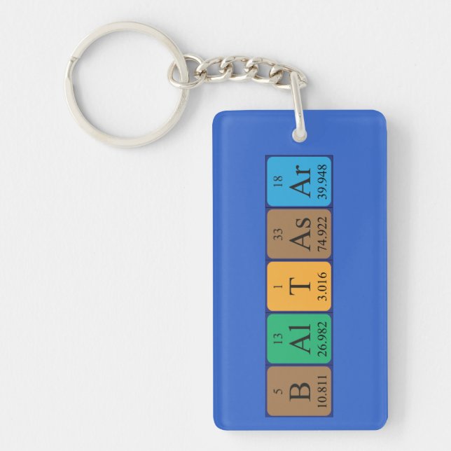 Porte-clefs Clavier de nom de table périodique Baltasar (Devant)