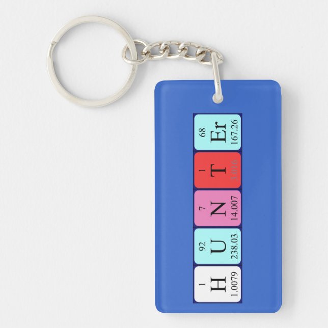 Porte-clefs Clavier de nom de table périodique du chasseur (Devant)