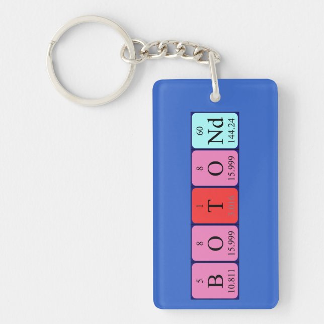 Porte-clefs Clavier de nom de table périodique du fond (Devant)