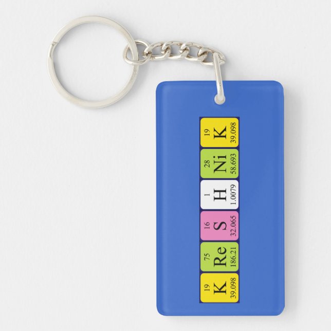 Porte-clefs Clavier de nom de table périodique Kreshnik (Devant)