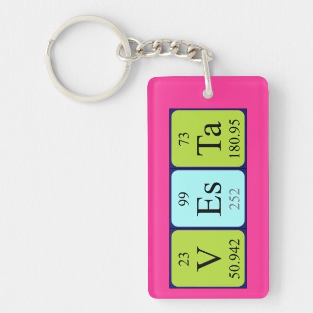 Porte-clefs Clavier de nom de table périodique Vesta (Devant)