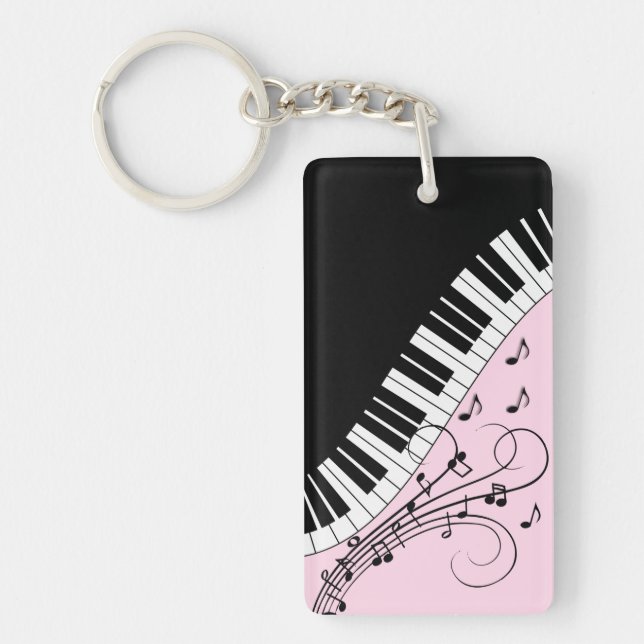 Porte-clefs Clavier de piano noir et blanc Design de musique r (Devant)