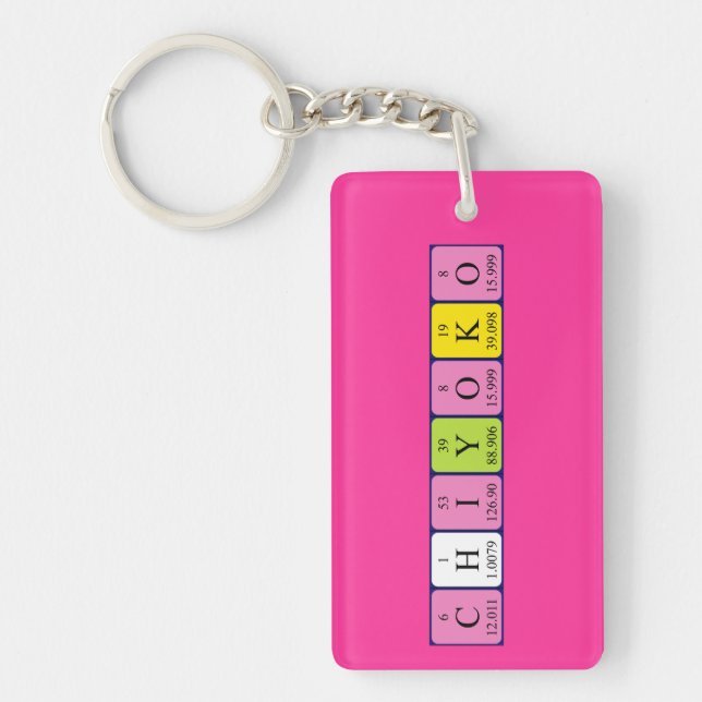 Porte-clefs Clavier du nom de table périodique Chiyoko (Devant)