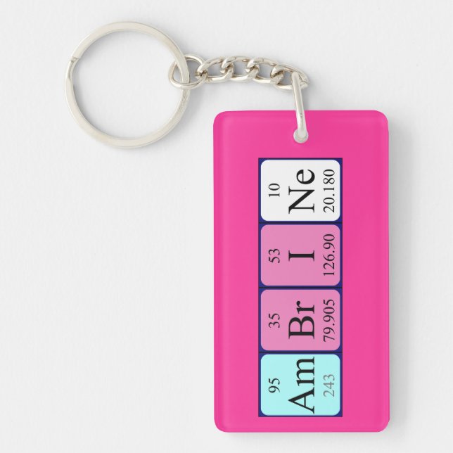 Porte-clefs Clavier du nom de table périodique de l'ambrine (Devant)
