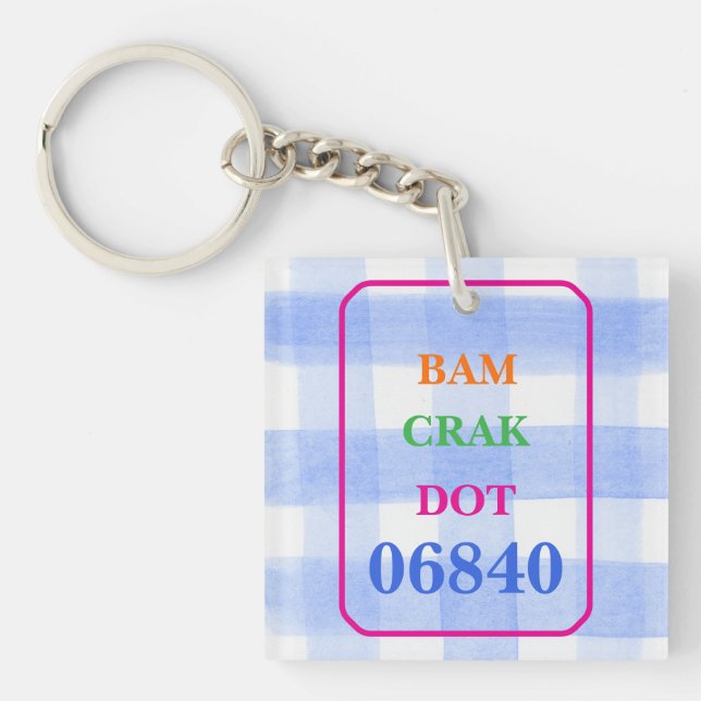 Porte-clefs Clavier ZIPCODE de majong Dot Crak Bam Blue Check (Devant)
