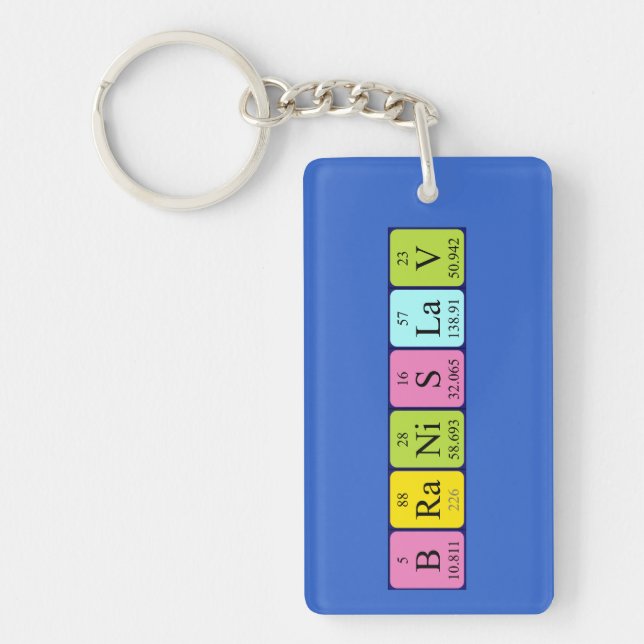 Porte-clefs Clé de nom de table périodique Branislav (Devant)