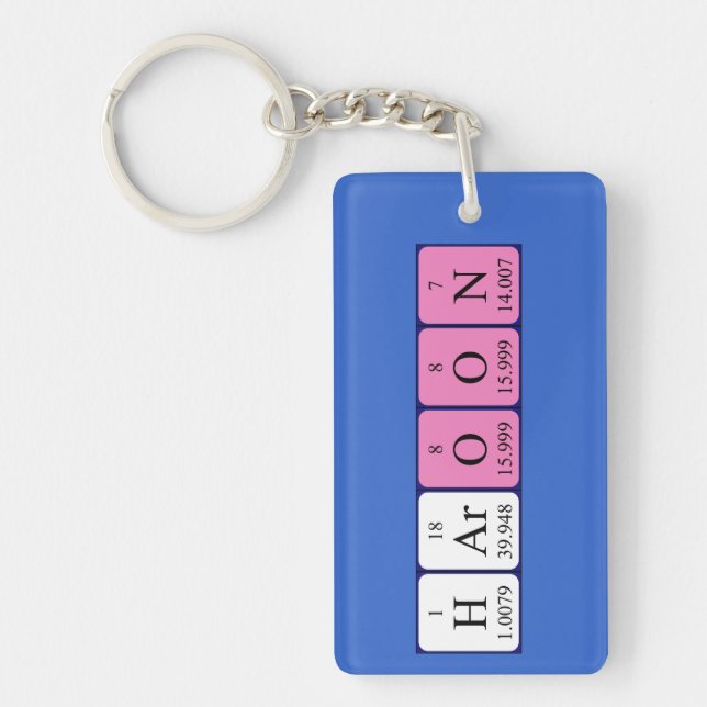 Porte-clefs Clé de nom de table périodique Haroon (Devant)