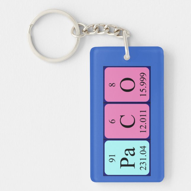 Porte-clefs Clé de nom de table périodique Paco (Devant)
