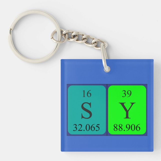 Porte-clefs Clé de nom de table périodique Sy 4 (Devant)