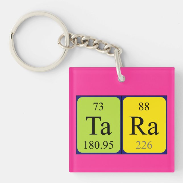 Porte-clefs Clé de nom de table périodique Tara (Devant)