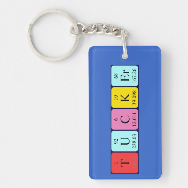 Porte-clefs Clé de nom de table périodique Tucker (Devant)