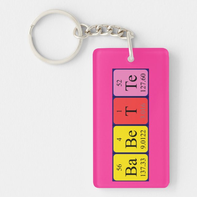 Porte-clefs Clé de nom du tableau périodique Babette (Devant)