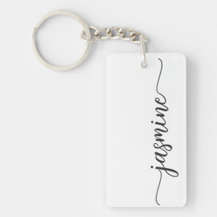 Porte-clefs Clé de script minimaliste de monogramme simple Gir