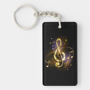 Porte-clefs Clé de Sol Musicale en Or