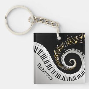 Porte-clefs Clés de piano et notes personnalisées de musique