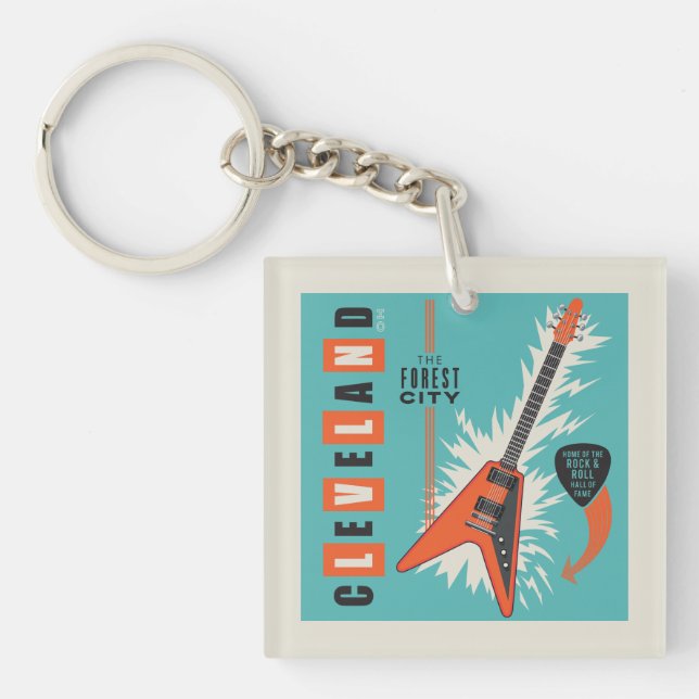 Porte-clefs Cleveland Ohio | Guitare électrique (Devant)