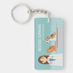 Porte-clefs Clinique vétérinaire femme vétérinaire nom personn