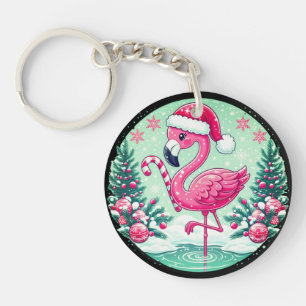 Porte-clefs Clipart de flamingo de Noël sublimation-10424