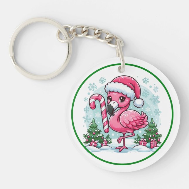Porte-clefs Clipart de sublimation de flamant de Noël  (Devant)